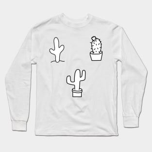 Cactus doodle 3 pack - black and white Long Sleeve T-Shirt